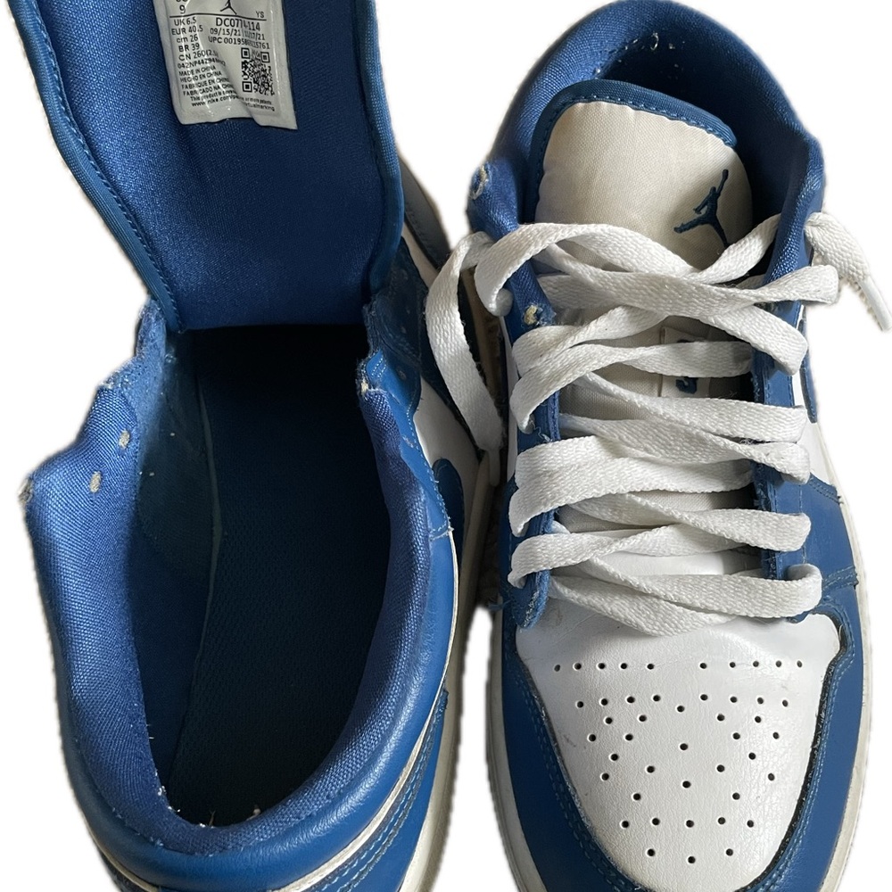 Jordan Air 1 Low Marina Blue and White Sneakers - Picture 8 of 11